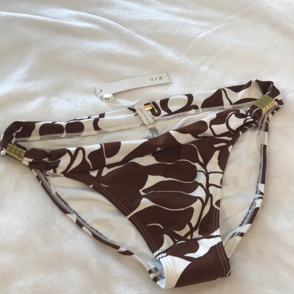 Brown and white bikini bottoms
